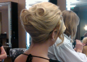 Blonde curly bride updo, Hair Dresser, Saratoga Springs, NY - Complexions Spa for Beauty and Wellness