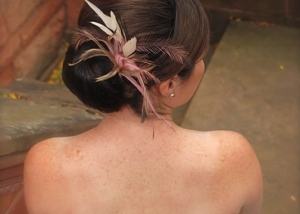 Bride With Feathered Updo, Hair Dresser, Saratoga Springs, NY - Complexions Spa for Beauty and Wellness