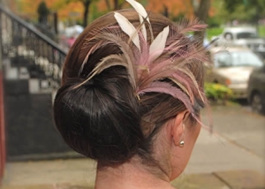 Bride With Feathered Updo, Hair Dresser, Saratoga Springs, NY - Complexions Spa for Beauty and Wellness