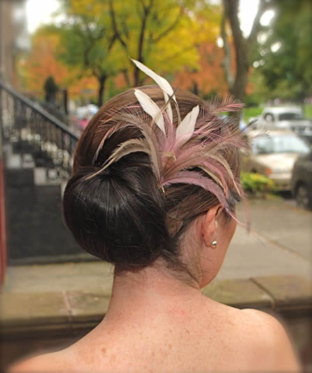 Bride With Feathered Updo, Hair Dresser, Saratoga Springs, NY - Complexions Spa for Beauty and Wellness