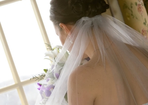 Bride's Vail, Window Photo, Hair Stylist, Saratoga Springs, NY - Complexions Spa for Beauty and Wellness