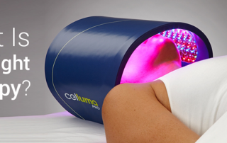 What is LED Light Therapy? Woman Lying Down Using the Celluma Pro LED Panel on Her Face
